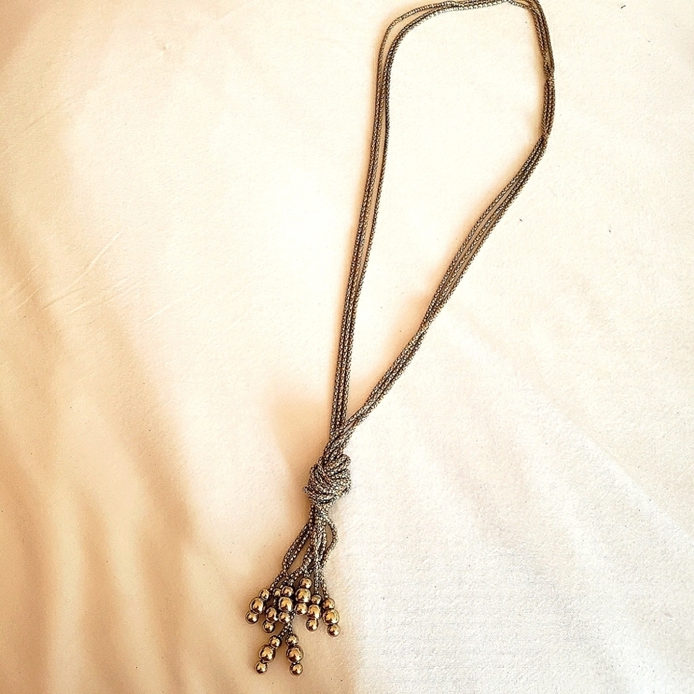 Rope Chain Knot Necklace w/Beaded Foxtail Accent